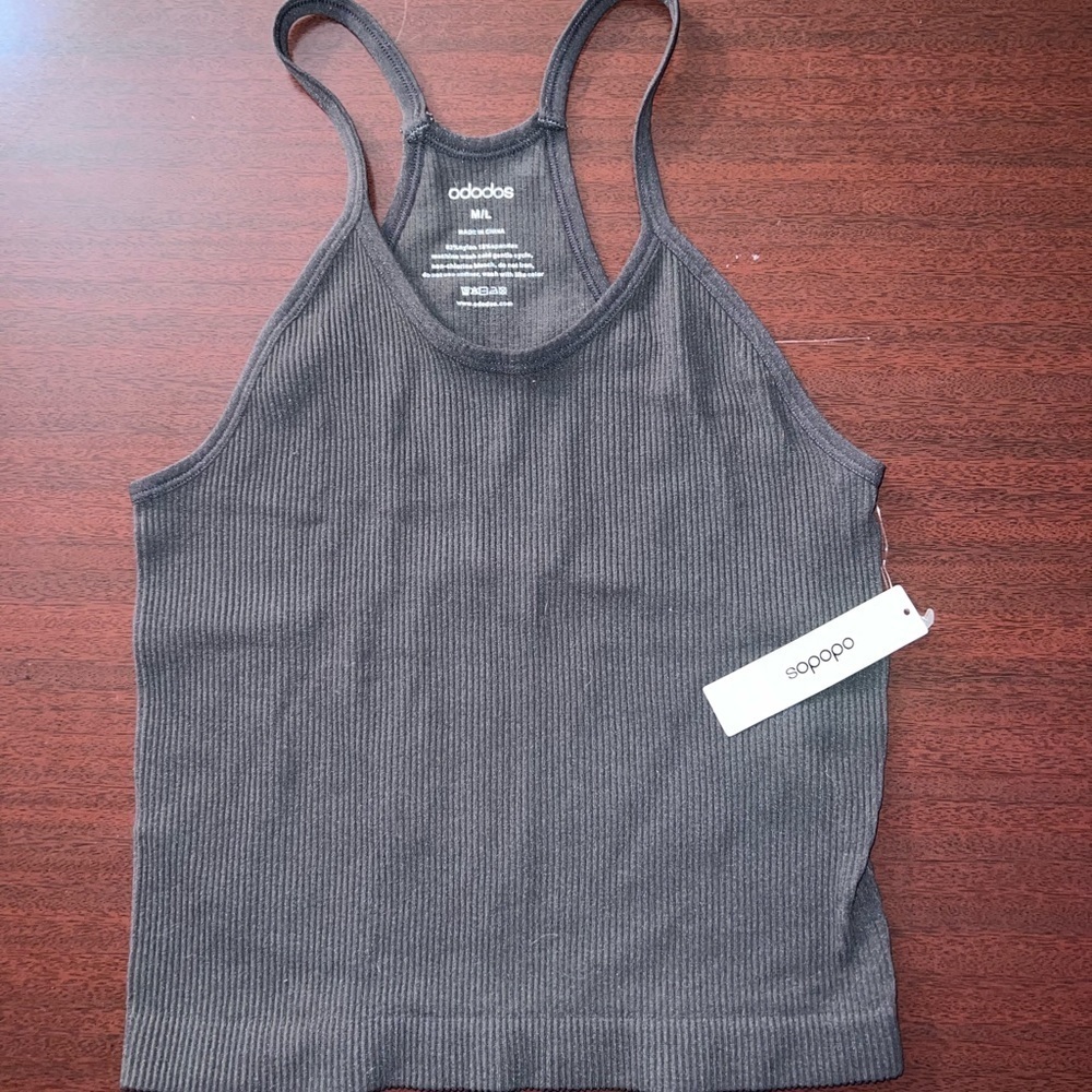 Women's Charcoal Ribbed Tank Top